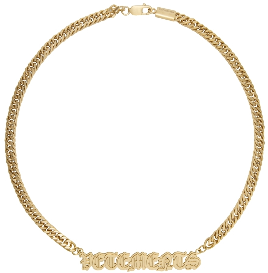 VETEMENTS Gold Gothic Logo Necklace Vetements