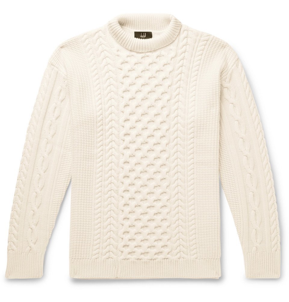 Dunhill - Cable-Knit Merino Wool Mock-Neck Sweater - Men - Cream Dunhill