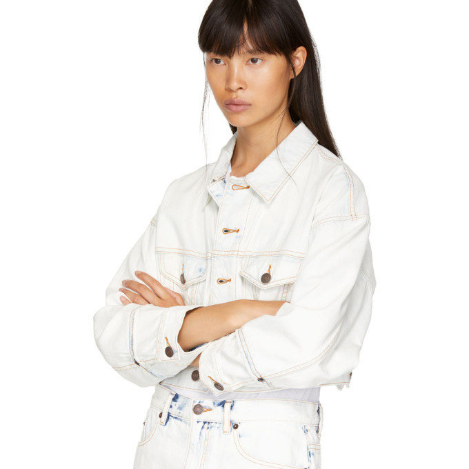 white oversized cropped denim jacket