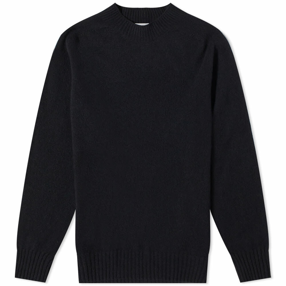 Margaret Howell Men's Saddle Crew Knit in Dark Navy Twist Margaret Howell