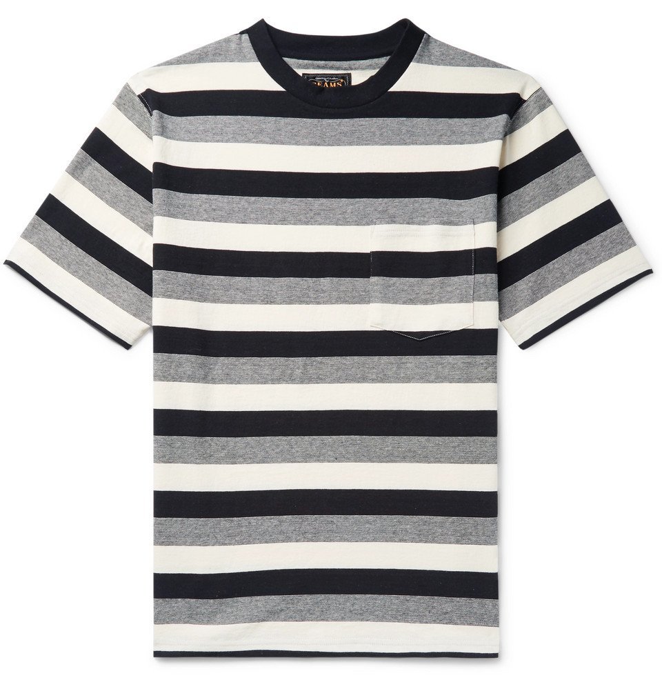 Beams Plus - Striped Cotton-Jersey T-Shirt - Black Beams Plus