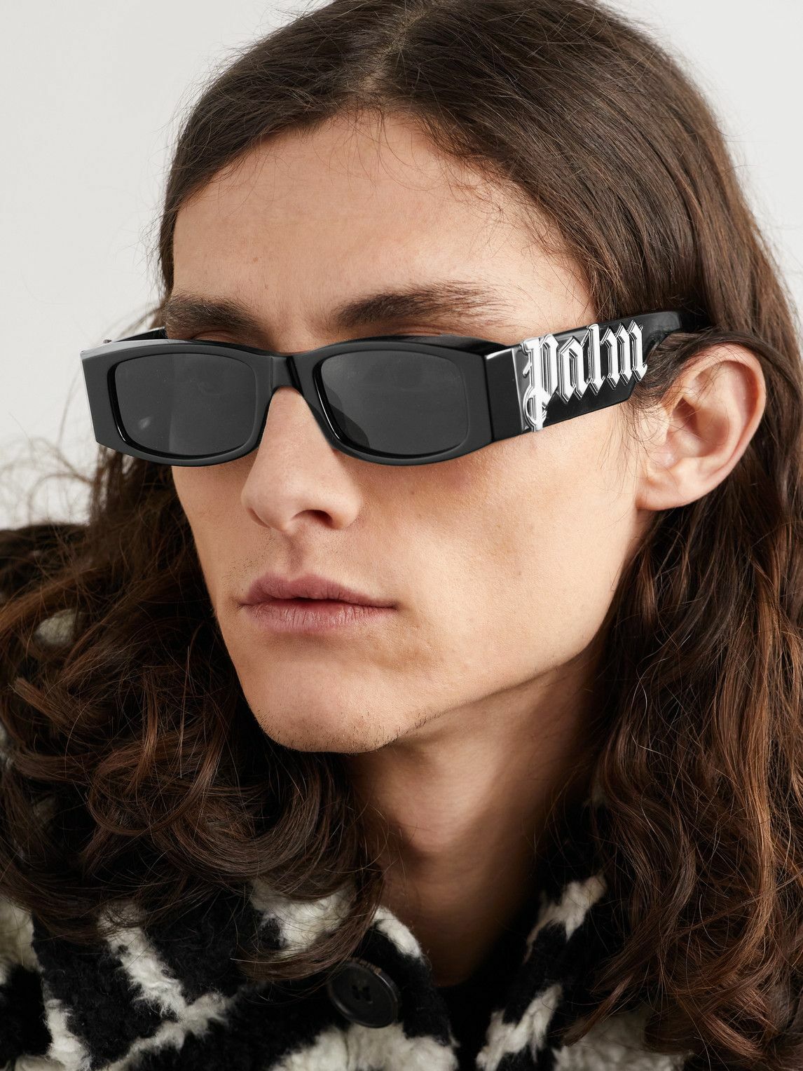 Palm Angels - Rectangular-Frame Acetate and Silver-Tone Sunglasses Palm ...