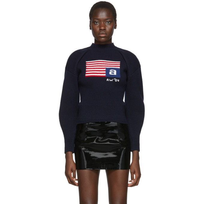 Alexander Wang Navy Wool Volume Flag 