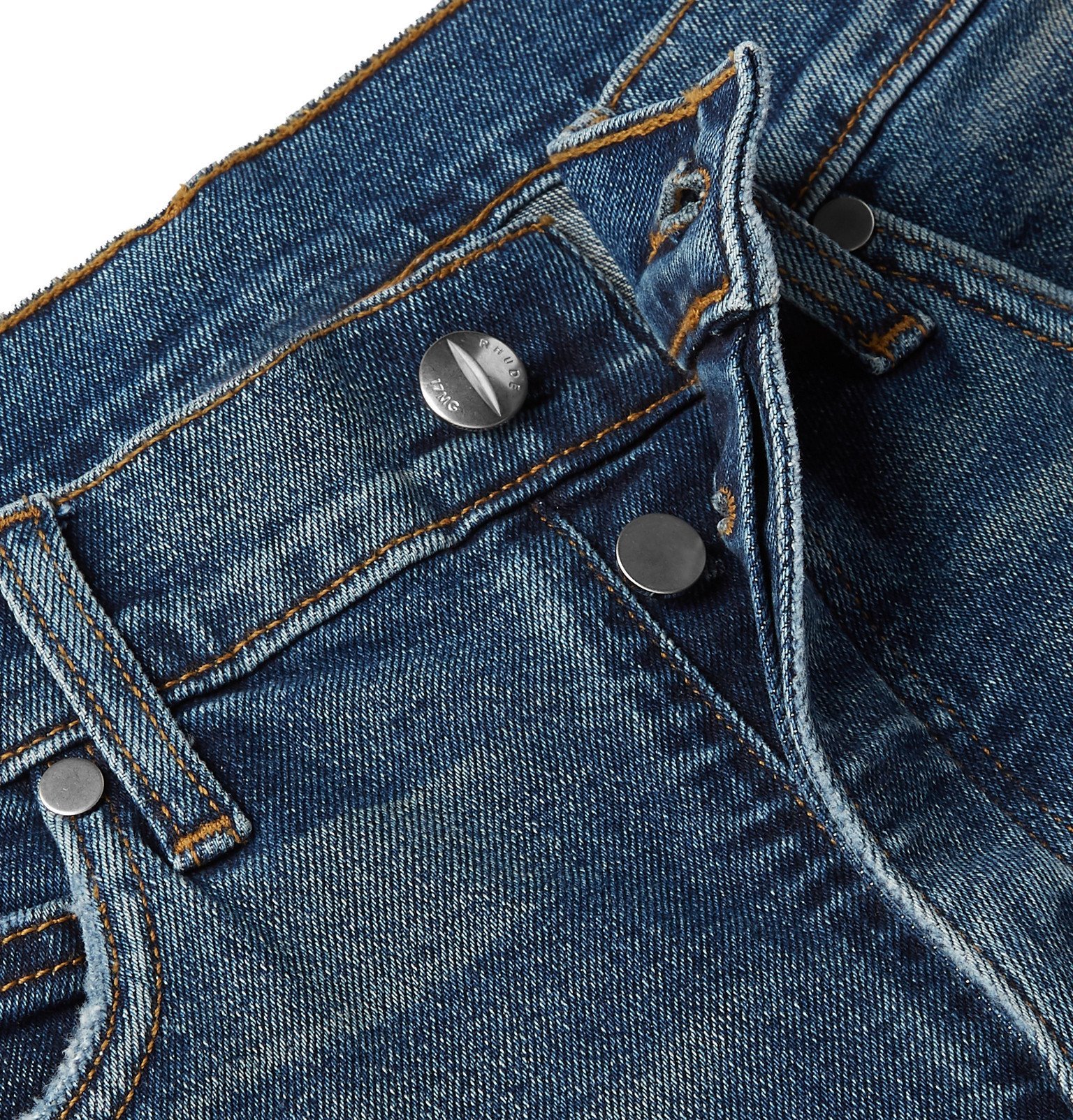 Skinny-Fit Snap-Detailed Denim Jeans 