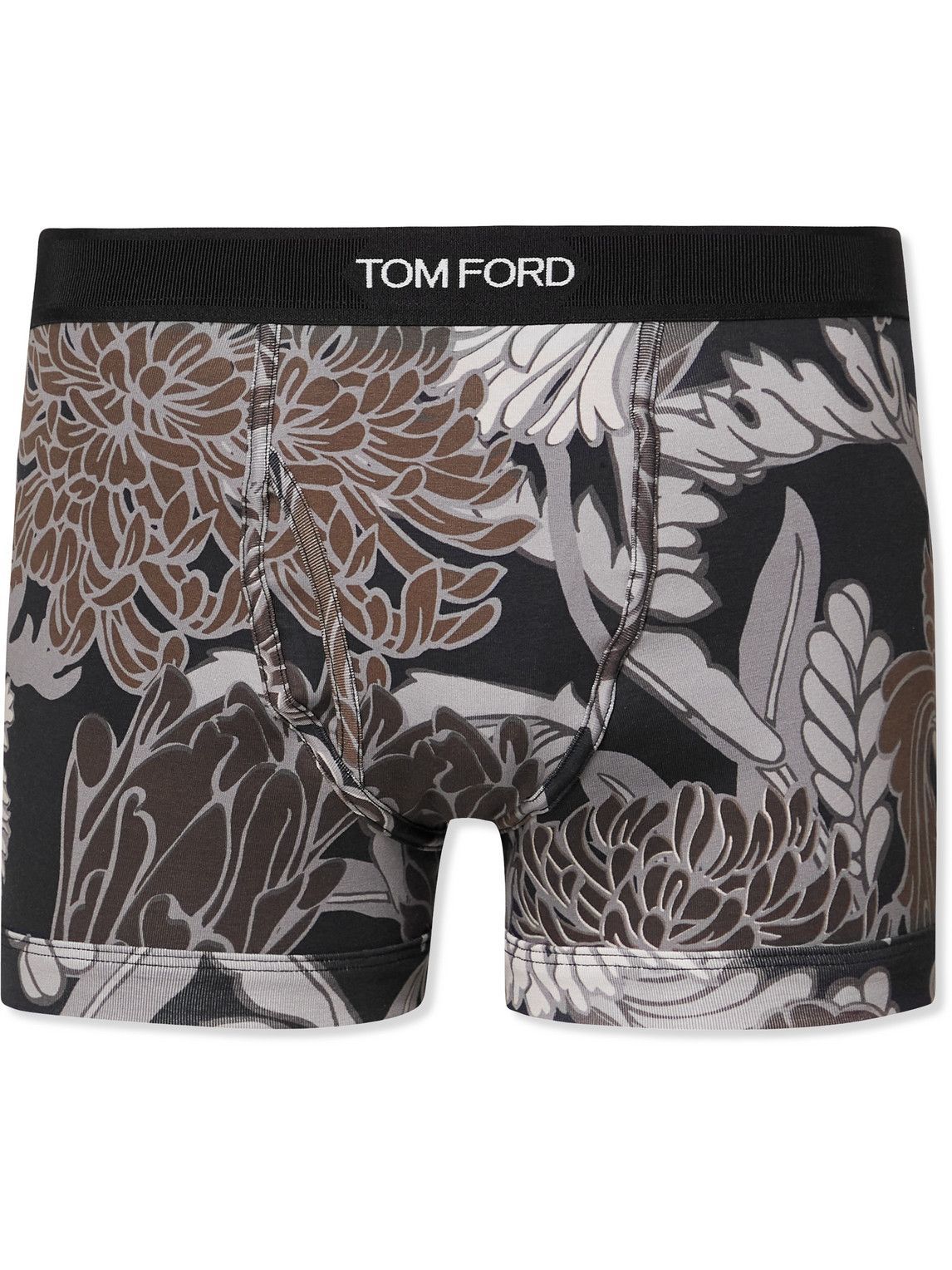 Tom Ford Floral Print Stretch Cotton Jersey Boxer Briefs Gray Tom Ford