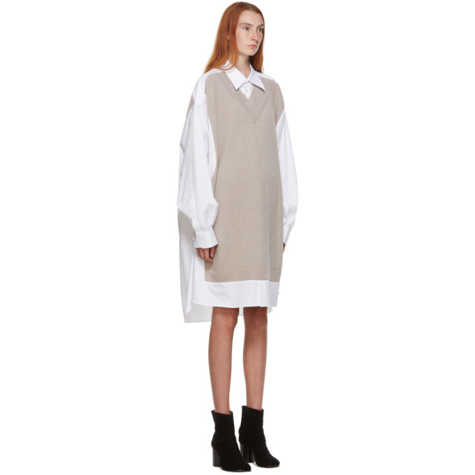 Beige Knit Shirt Dress Maison Margiela