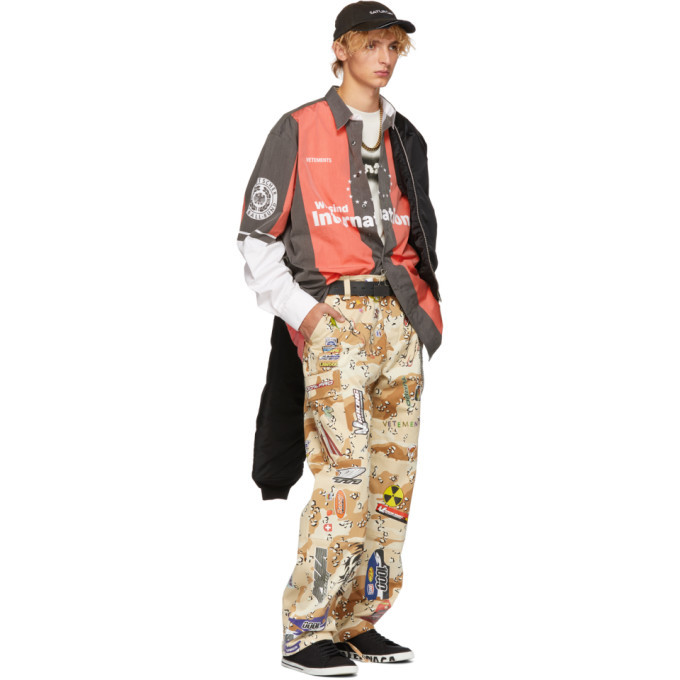 Vetements Beige Camo Sticker Cargo Pants Vetements