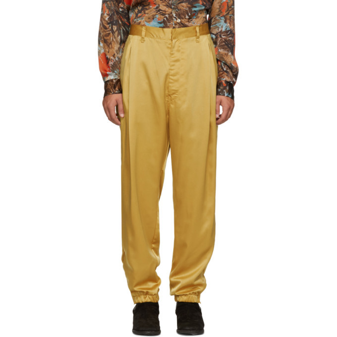 yellow satin pants