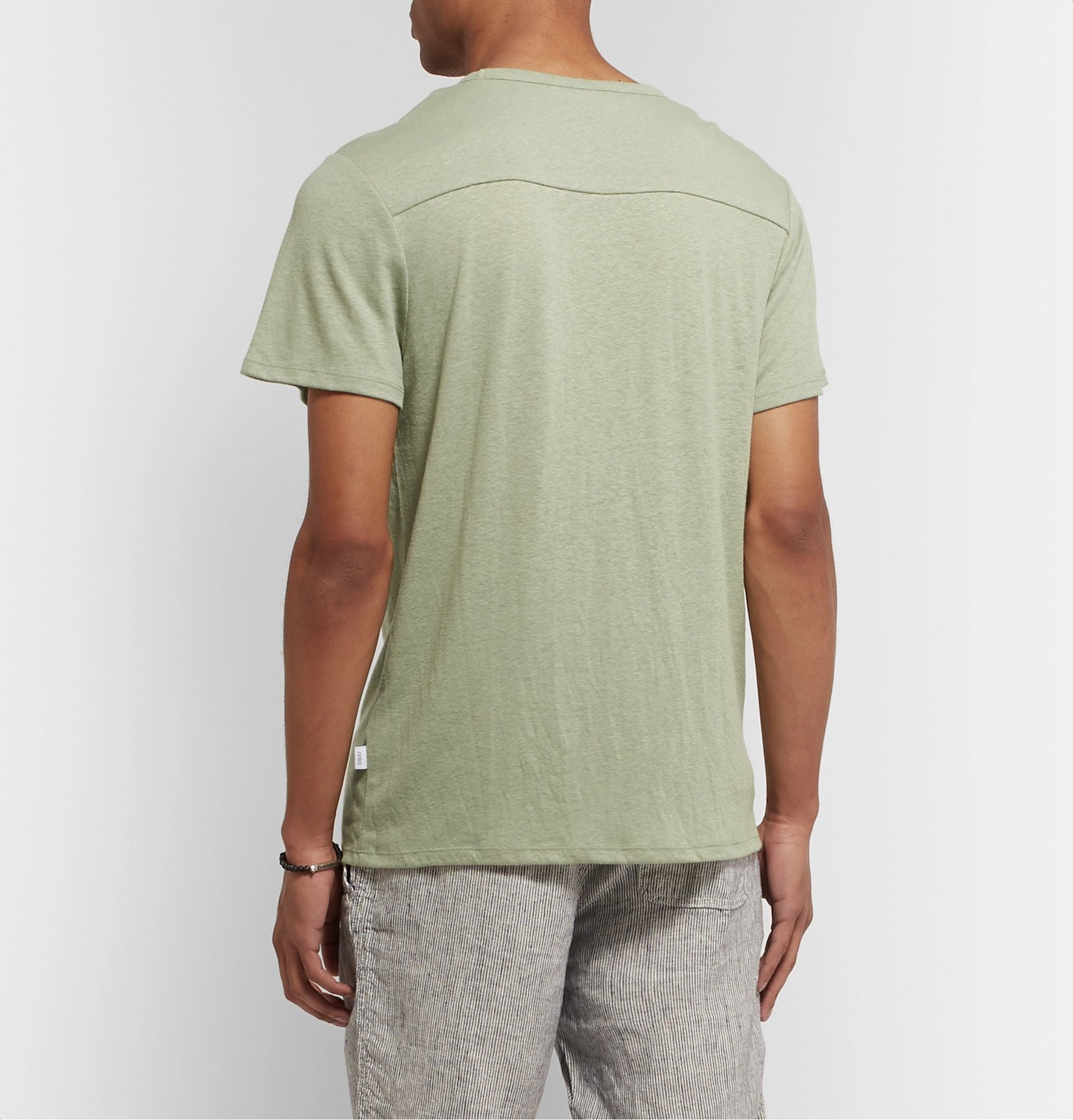 Onia - Chad Linen-Blend T-Shirt - Green Onia