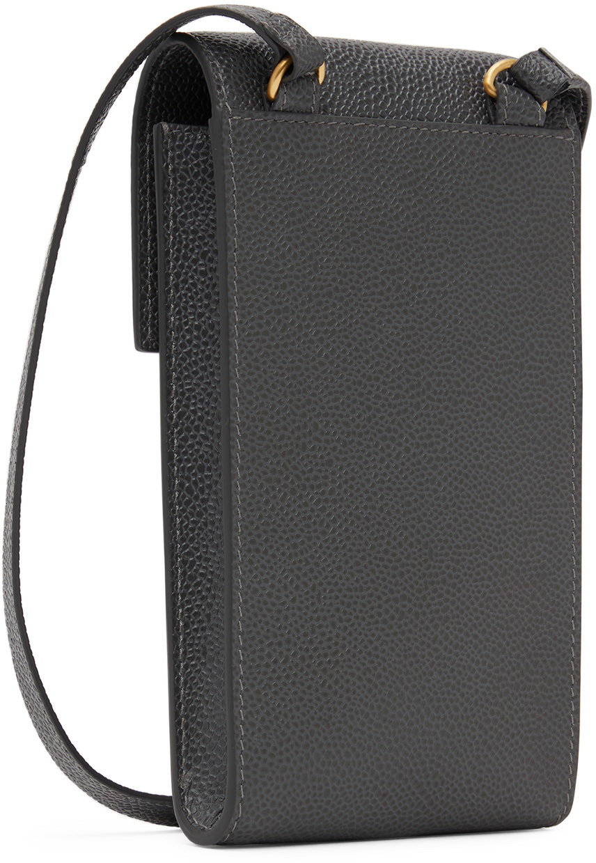 Thom Browne Grey Leather Messenger Bag Thom Browne