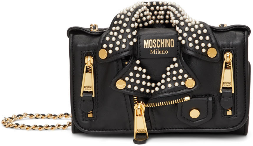 Moschino Black Pearl Jacket Wallet Bag Moschino