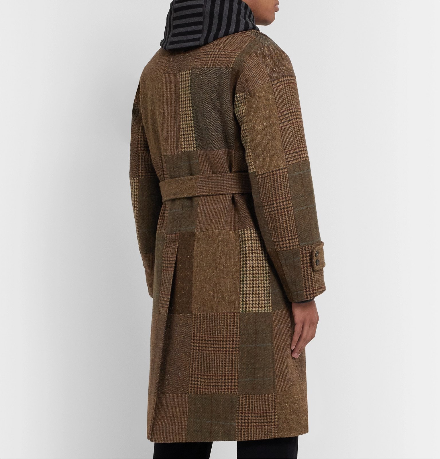 Noah - Patchwork Double-Breasted Wool Trench Coat - Brown Noah NYC