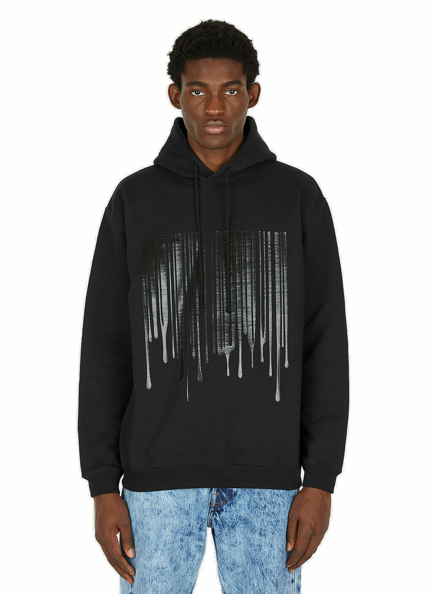 Dripping Barcode Hooded Sweatshirt in Black VTMNTS