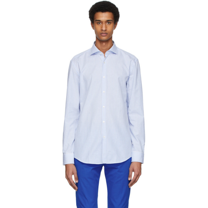 Hugo Blue and White Kason Shirt Hugo Boss