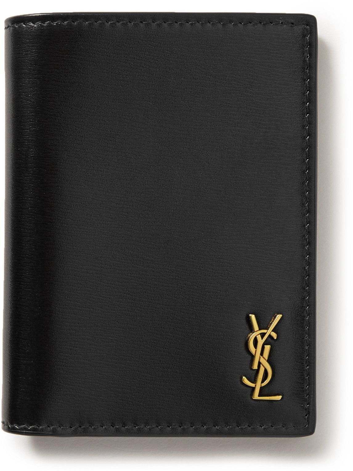 SAINT LAURENT - Logo-Appliquéd Leather Billfold Wallet Saint Laurent