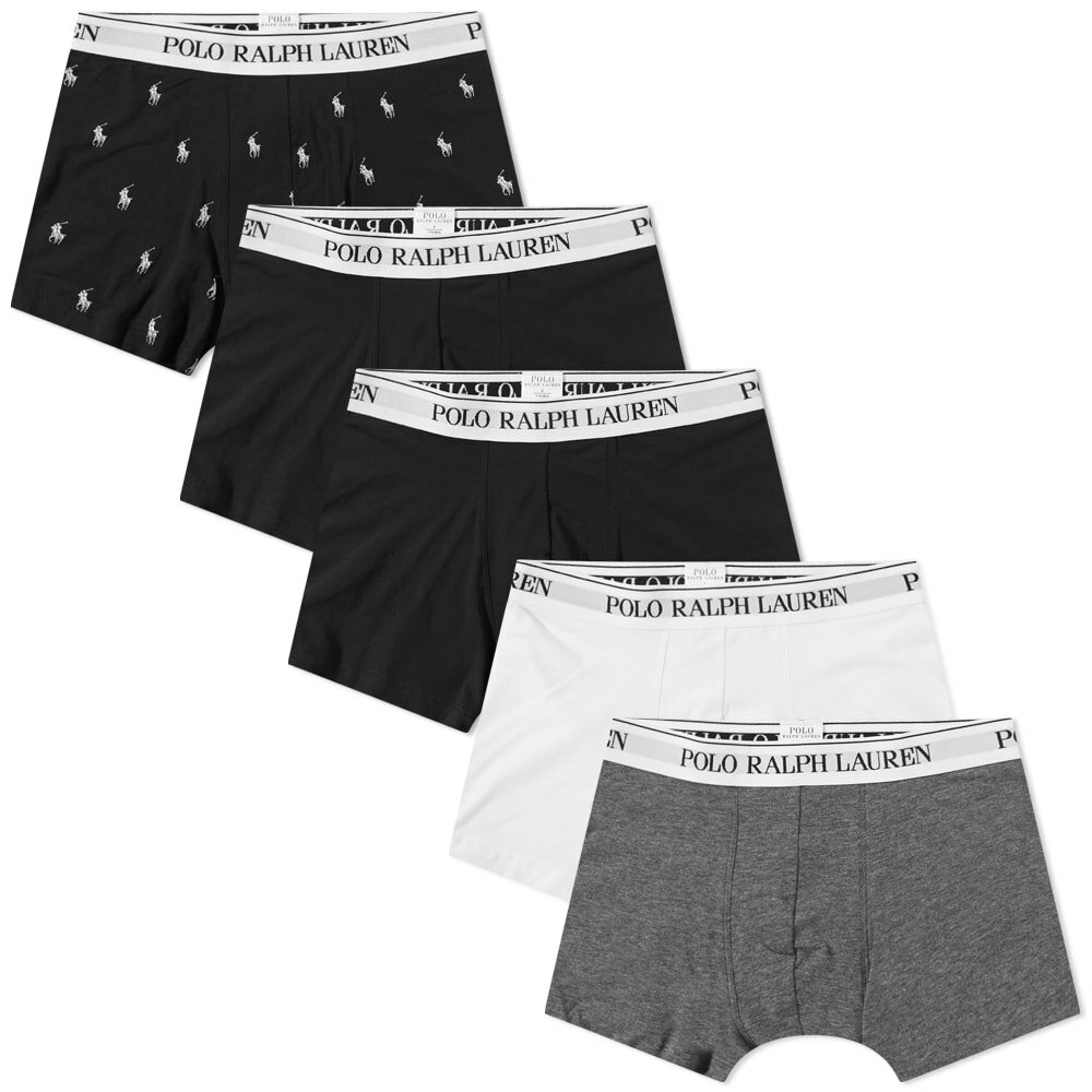 Polo Ralph Lauren Men's Classic Trunk - 5 Pack in White/Black/Charcoal ...