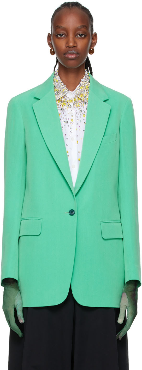 Dries Van Noten Green Blanchet Blazer Dries Van Noten