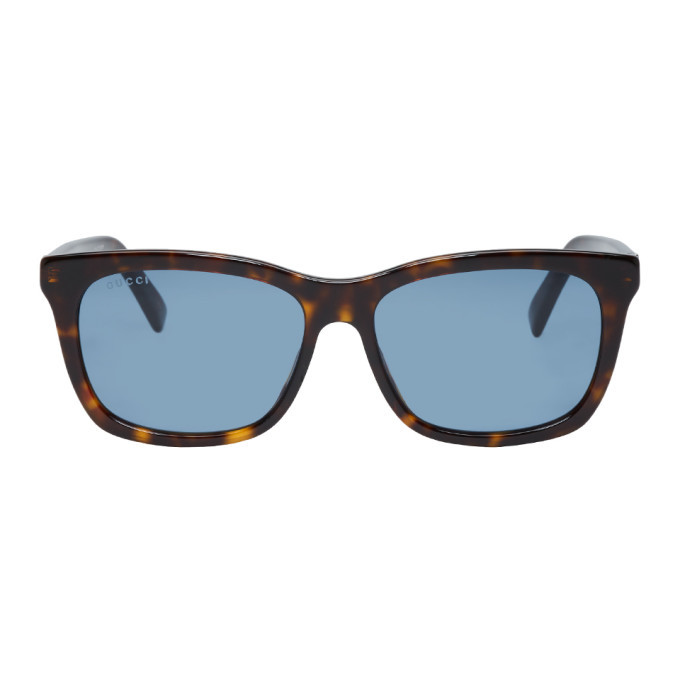 Gucci Tortoiseshell and Blue Oversized Wearable Sunglasses Gucci