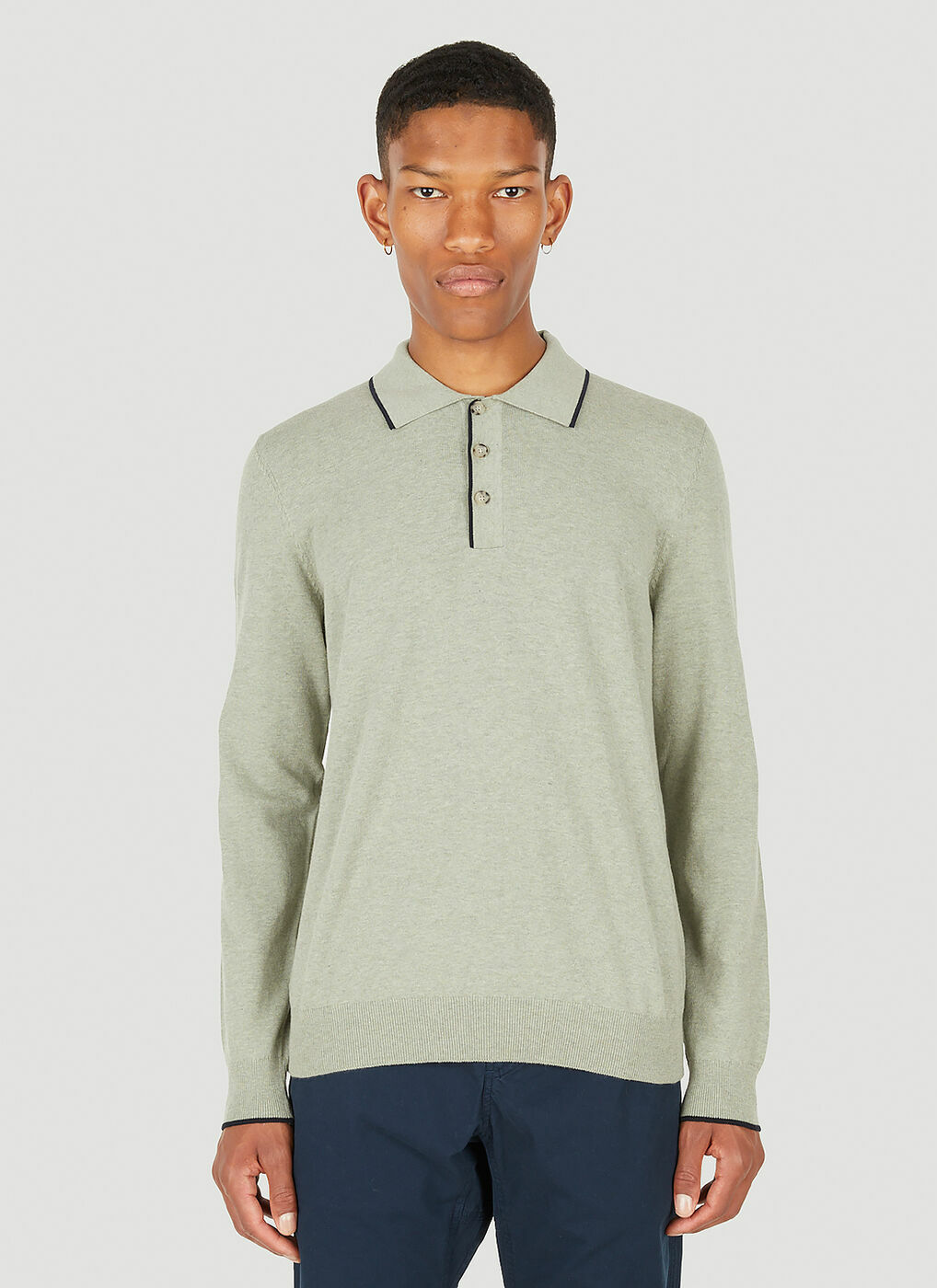 Basile Long Sleeve Polo Top in Khaki A.P.C.