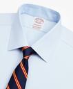 Brooks Brothers Men's Stretch Madison Relaxed-Fit Dress Shirt, Non-Iron Pinpoint Ainsley Collar French Cuff | Light Blue