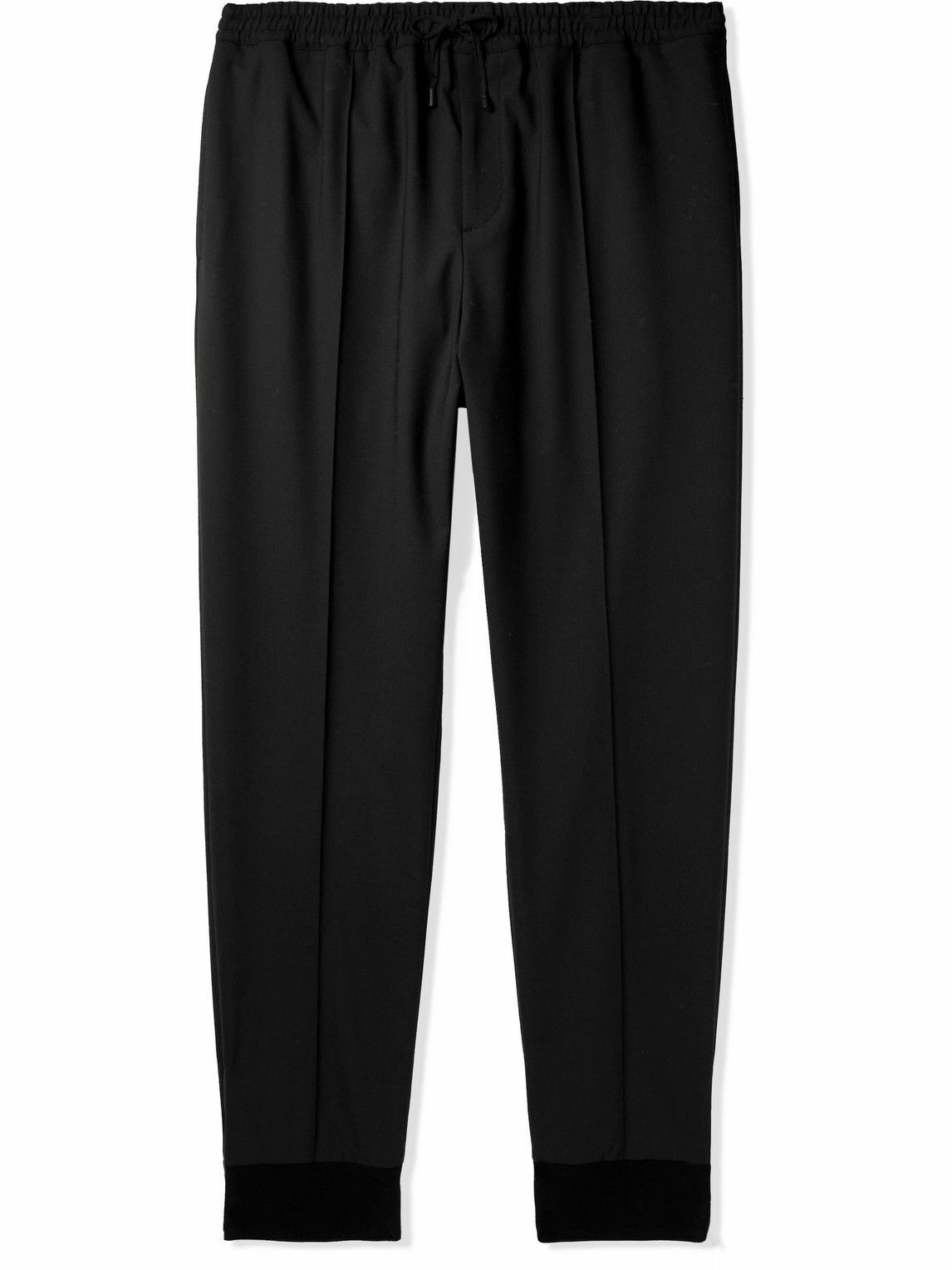 Photo: Fendi - Tapered Jersey-Trimmed Twill Drawstring Trousers - Black