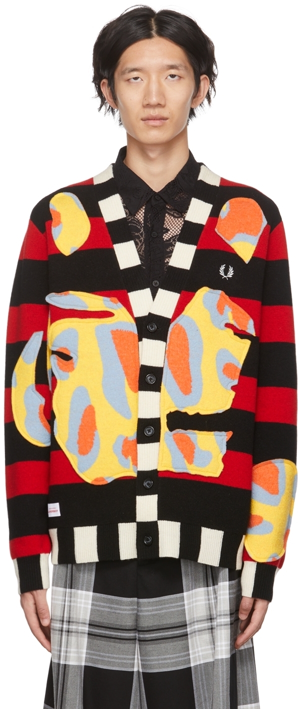 Photo: Charles Jeffrey Loverboy Multicolor Fred Perry Edition Striped Intarsia Cardigan