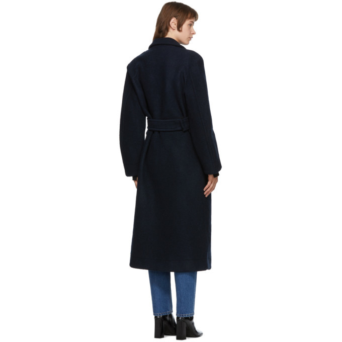 GANNI Navy Wool Double-Breasted Coat GANNI