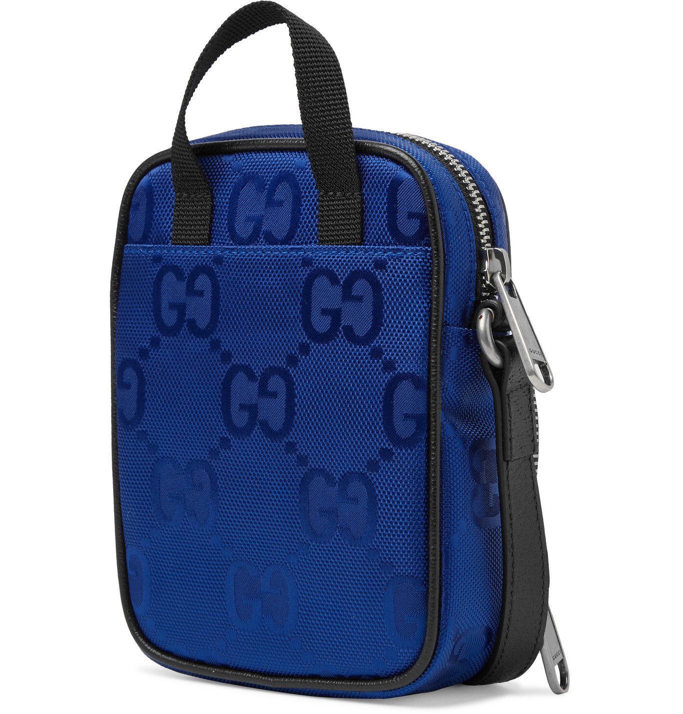 GUCCI LeatherTrimmed Monogrammed ECONYL Messenger Bag Blue Gucci