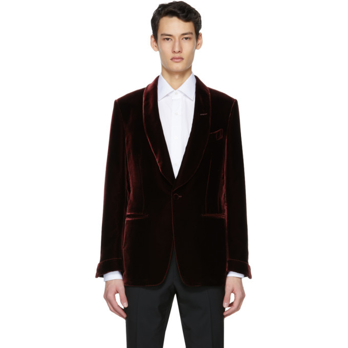 Tom Ford Burgundy Velvet Shelton Cocktail Blazer TOM FORD