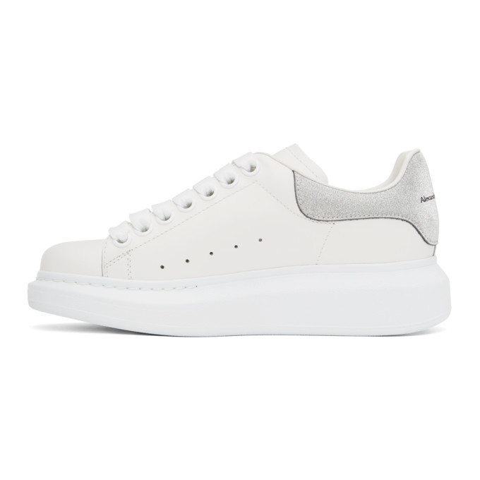 Alexander McQueen SSENSE Exclusive White and Silver Glitter Suede Tab ...