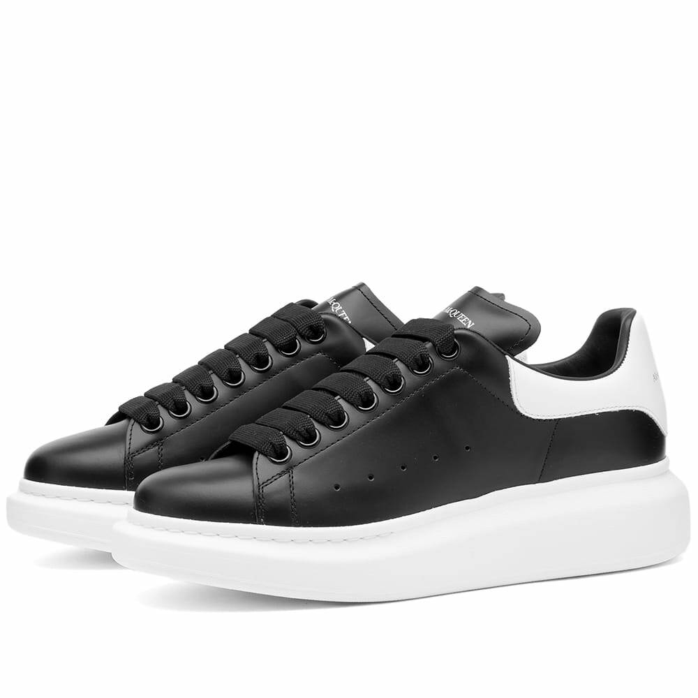 Alexander McQueen Women's Heel Tab Wedge Sole Sneakers in Black/White ...