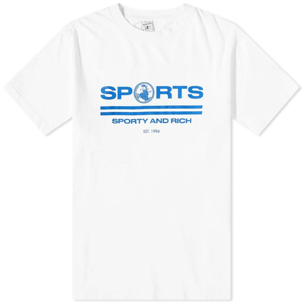 Sporty & Rich SRFC T-Shirt in White/Steel Blue Sporty & Rich