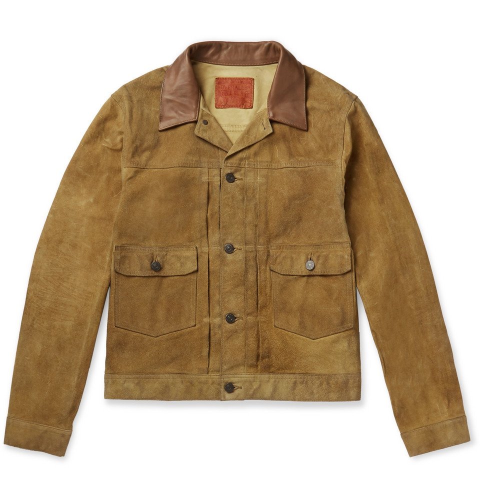 RRL - Leather-Trimmed Suede Jacket - Men - Brown RRL