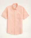 Brooks Brothers Men's Regent Regular-Fit Sport Shirt, Short-Sleeve Irish Linen | Light Orange