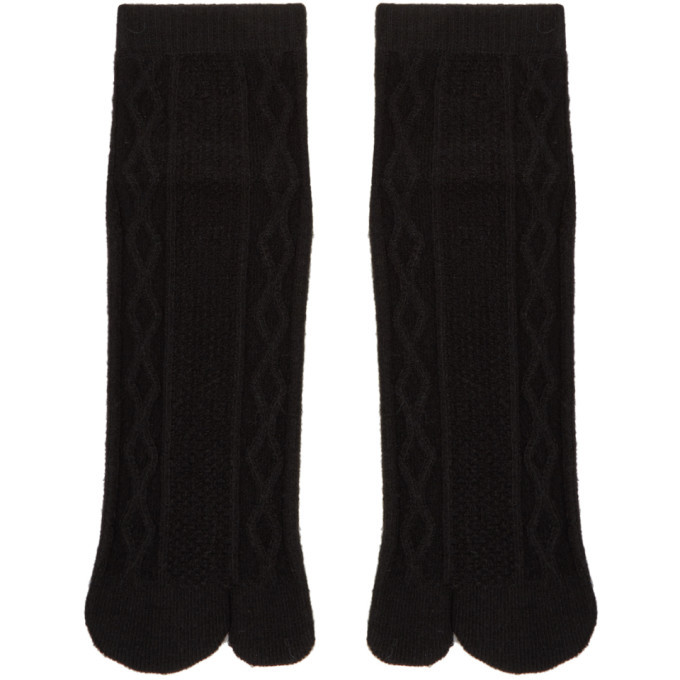 Undercover Black Wool Cable Knit Socks Undercover