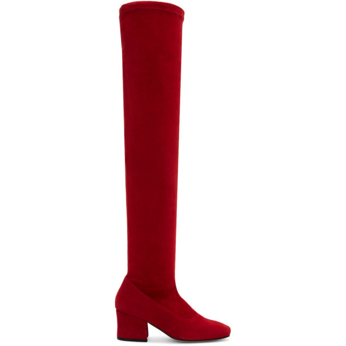 Dorateymur  Red Suede Sybil Leek Boots  Mid-calf 