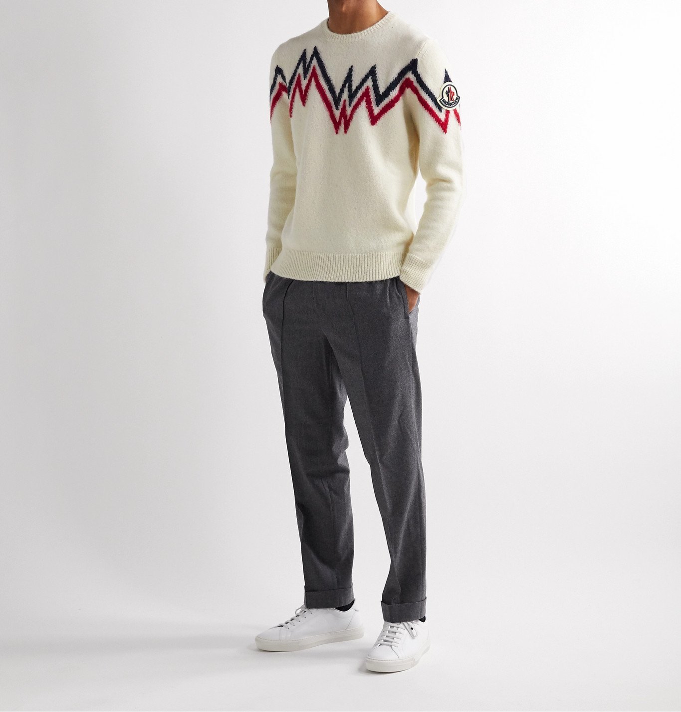 Moncler - Slim-Fit Intarsia-Knit Sweater - Neutrals Moncler