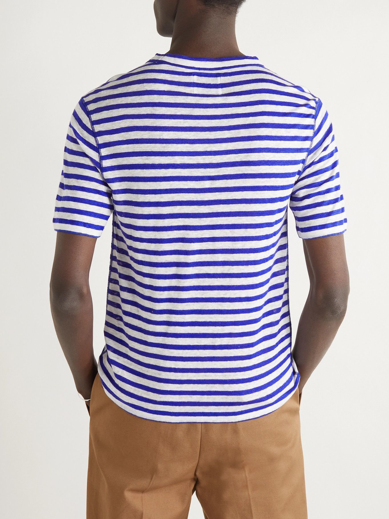 Slim-Fit Striped Linen T-Shirt 
