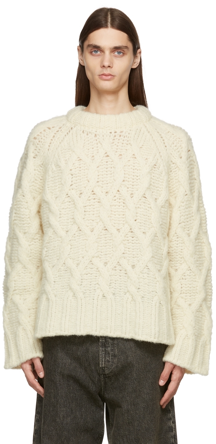 Acne Studios Off-White Chunky Cable Knit Sweater Acne Studios