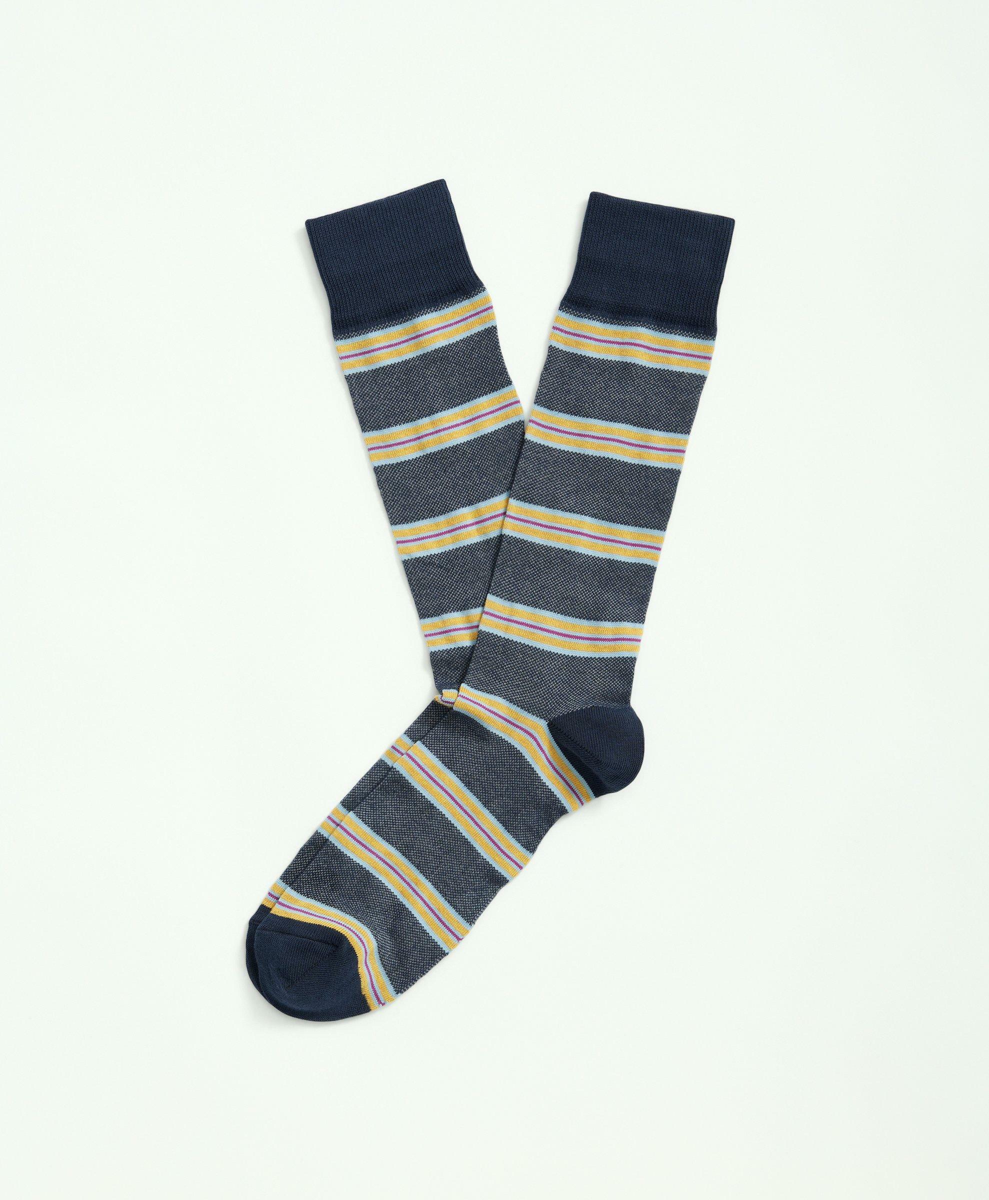 Brooks Brothers Men's Oxford Tie Stripe Crew Socks | Navy