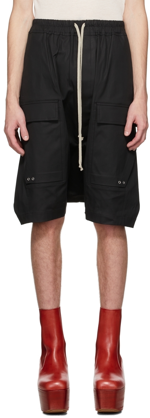 Rick Owens Black Cargo Pods Shorts Rick Owens
