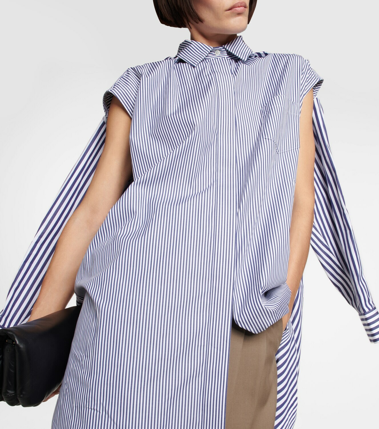 SACAI Cotton Poplin Layered Shirt (White)