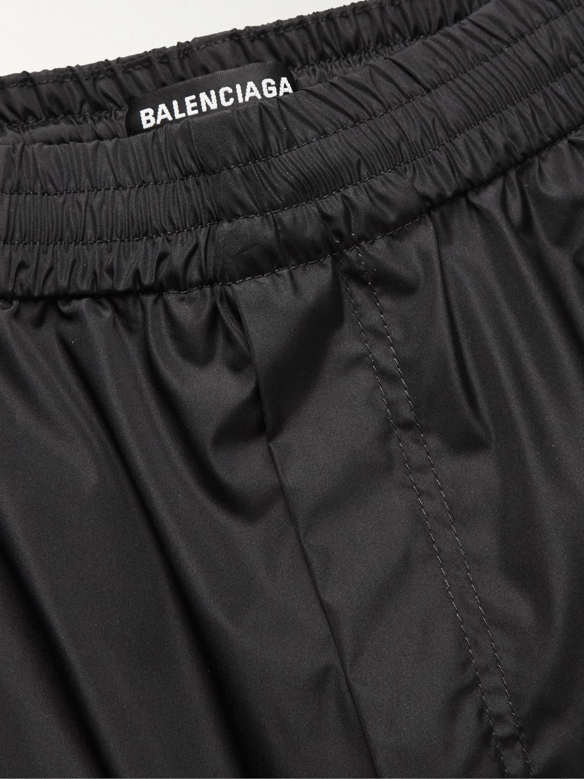 Balenciaga Wide Leg Logo Embroidered Shell Cargo Trousers Black Balenciaga