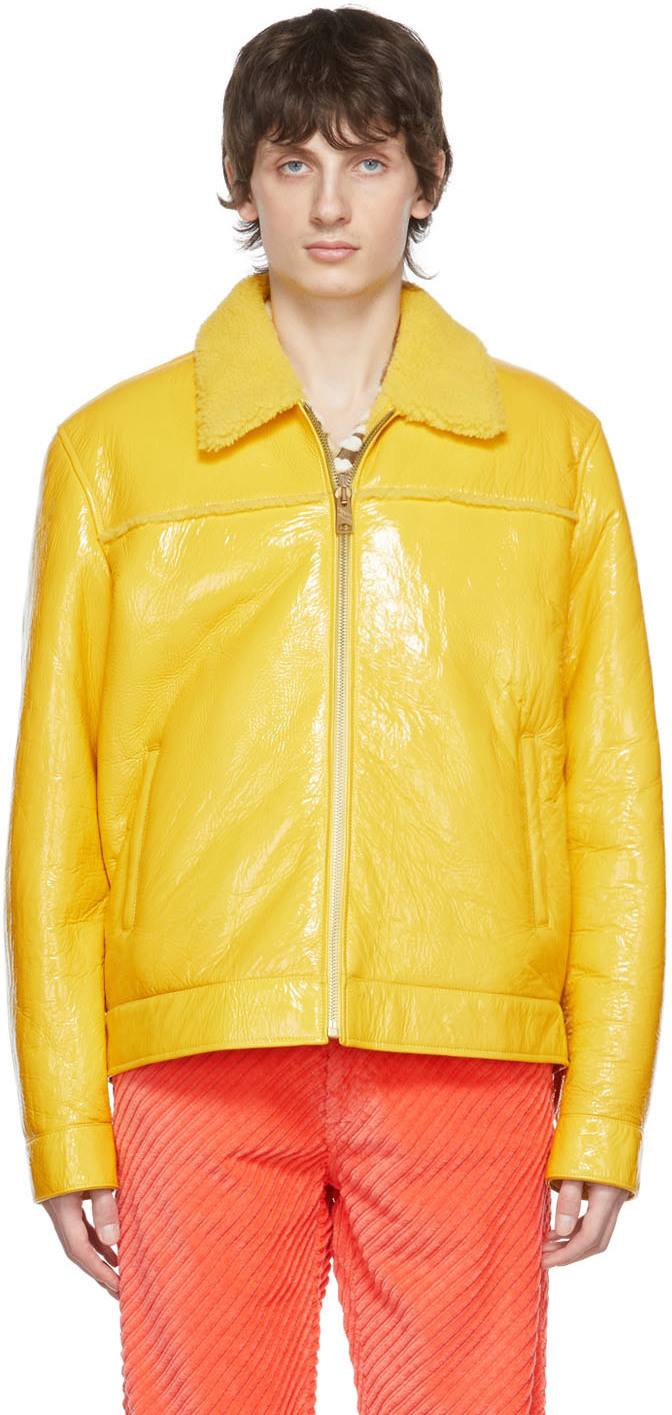 ERL Yellow Faux-Leather Jacket ERL