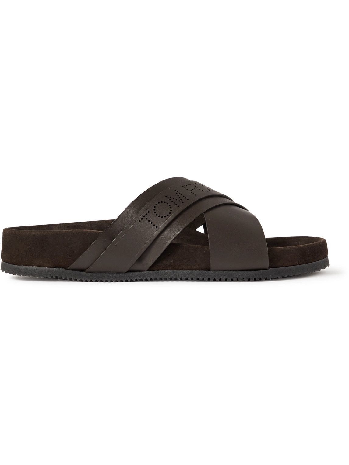 Photo: TOM FORD - Wicklow Perforated Leather Slides - Brown