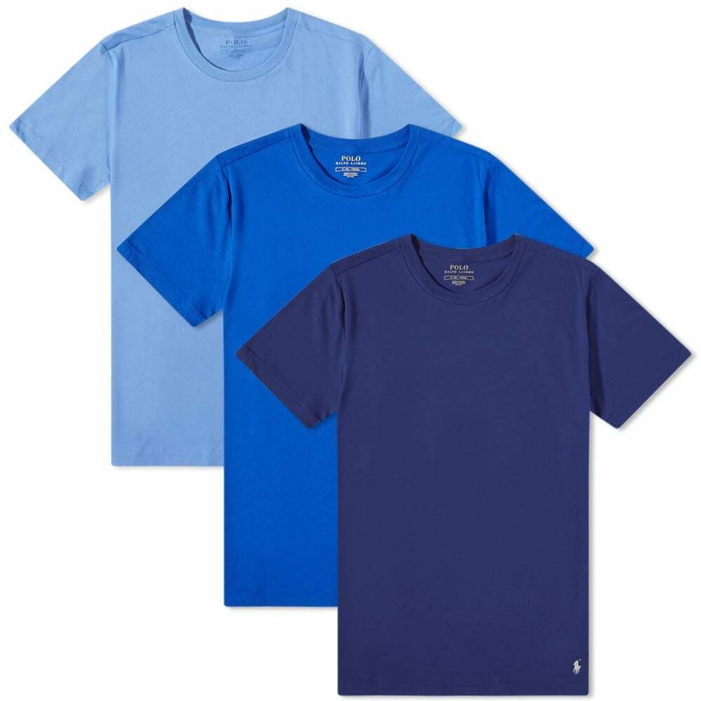 Polo Ralph Lauren Men's Crew Base Layer T-Shirt - 3 Pack in  Navy/Sapphire/Bermuda Blue Polo Ralph Lauren