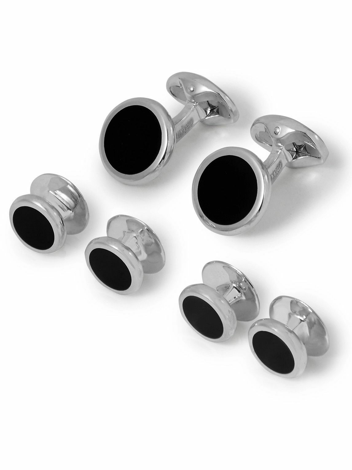 Kingsman Deakin & Francis Silver and Onyx Cufflinks and Shirt Studs Set Kingsman