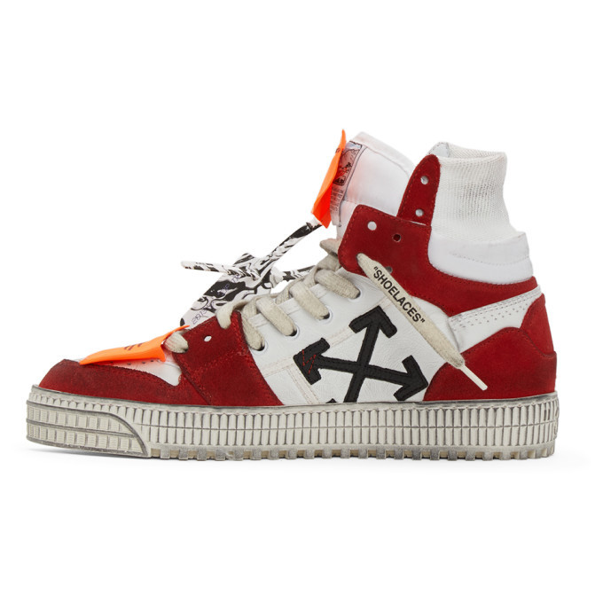 Off-White White and Red Off Court 3.0 High-Top Sneakers Off-White