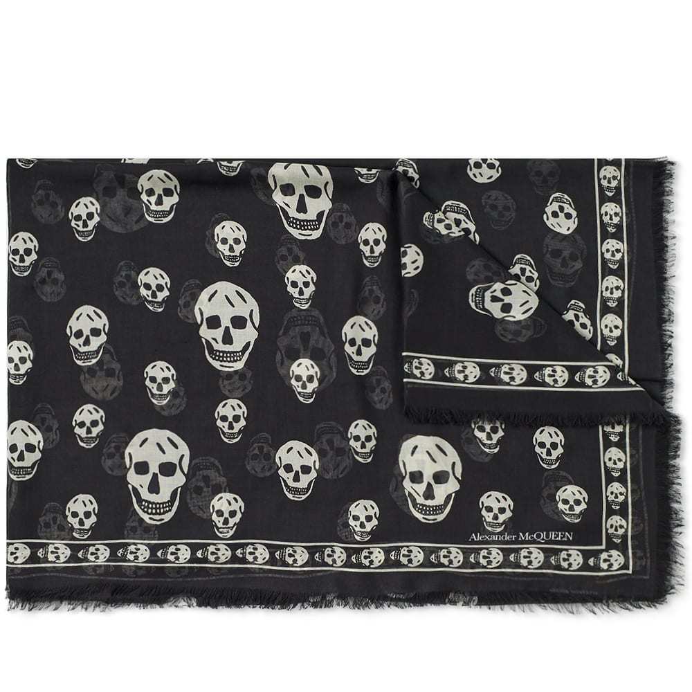 Alexander McQueen Large Skull Scarf Black & Ivory Alexander McQueen