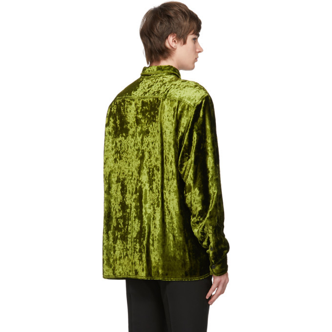 green crushed velvet shirt
